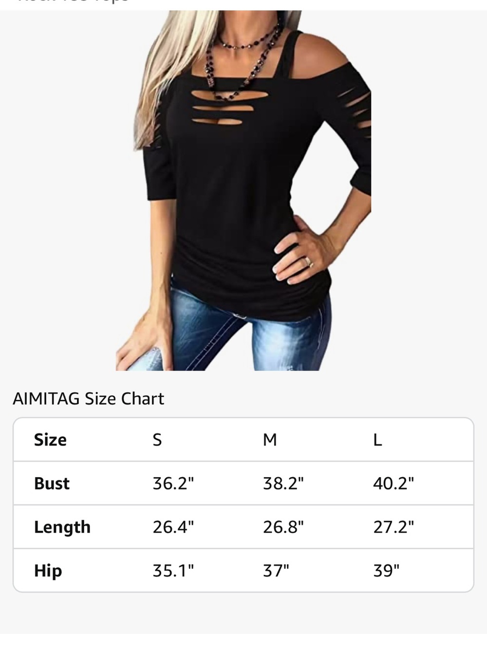 Black Cold-Shoulder Top with Distressed Cutouts On Chest & Arms- Size Medium - Picture 13 of 13